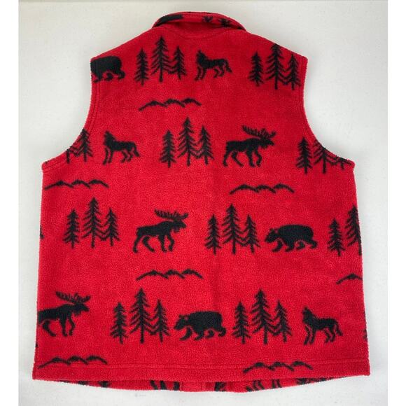 VTG Y2K Women Blair nature animal all-over print graphic fleece vest jacket M - Picture 3 of 4